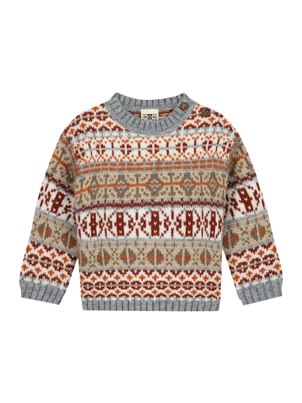 Maylon Fair Isle Sweater Sweaters Bonton Chestnut 2Y