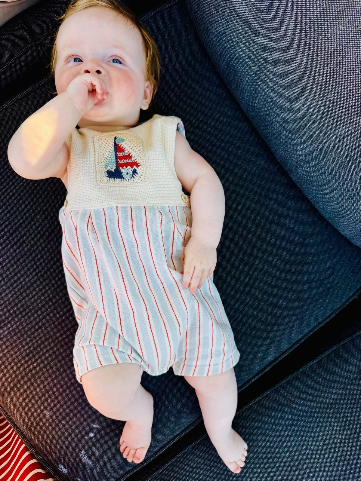 Sailboat Stripe Romper Rompers Bebe Organic
