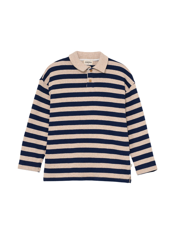 Collared Stripe Sweatshirt Sweatshirts Cozmo Navy Stripe 2Y 