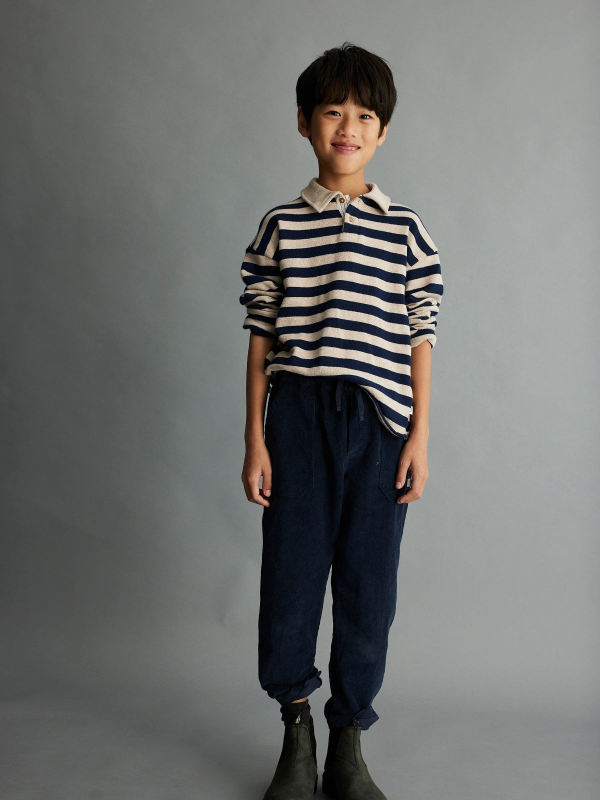 Collared Stripe Sweatshirt Sweatshirts Cozmo   