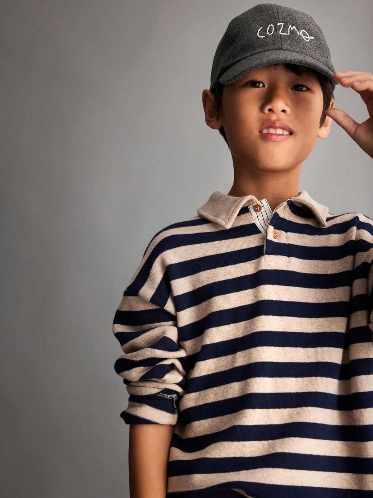 Collared Stripe Sweatshirt Sweatshirts Cozmo   