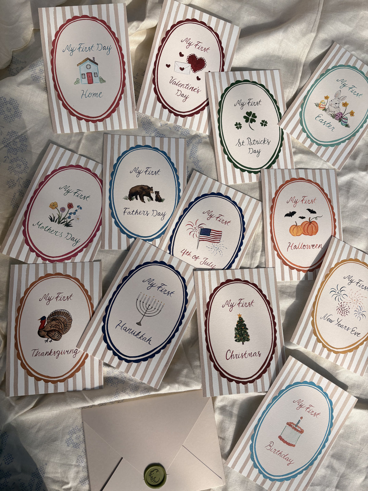 Baby Holiday Milestone Cards Party Supplies Crystal Ochoa Illustrations