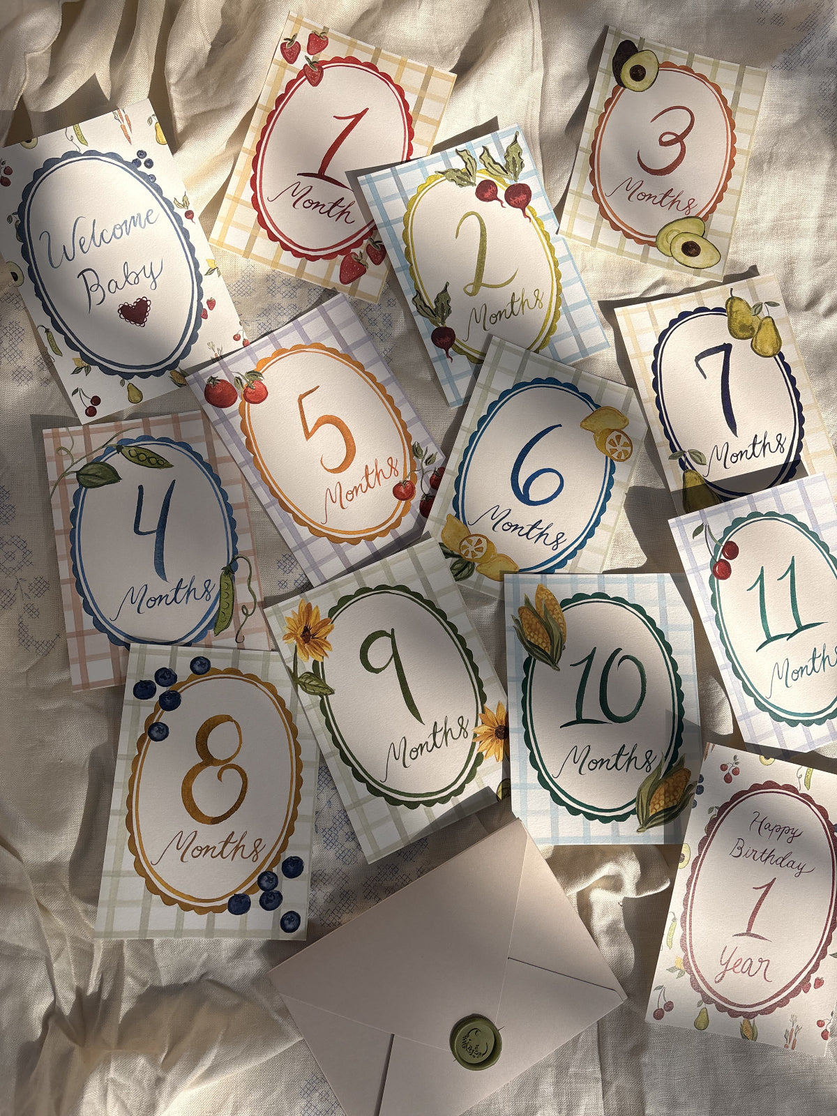 Farmer's Market Monthly Milestone Cards Party Supplies Crystal Ochoa Illustrations