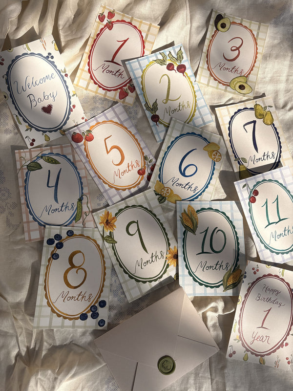 Farmer's Market Monthly Milestone Cards Party Supplies Crystal Ochoa Illustrations