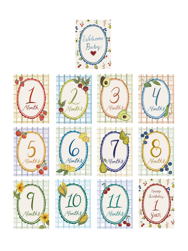Farmer's Market Monthly Milestone Cards Party Supplies Crystal Ochoa Illustrations