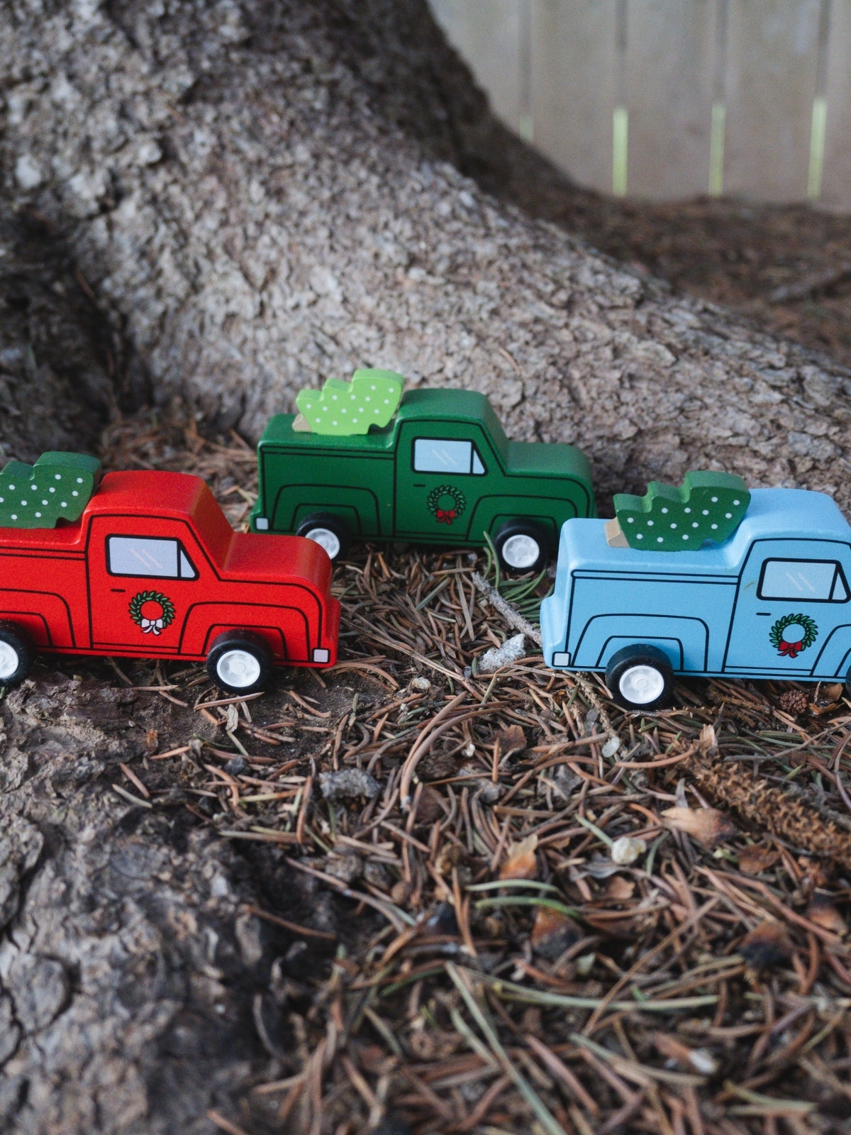 Pull-Back Xmas Tree Trucks Trio Vehicles Jack Rabbit Creations   