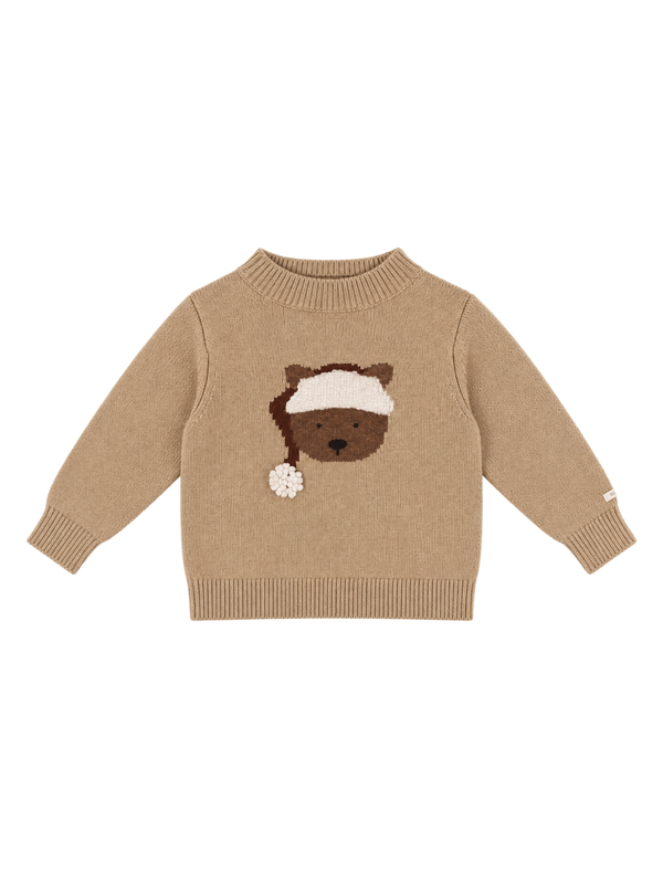 Christmas Bear Sweater Sweaters Donsje Latte Melange 12-18M