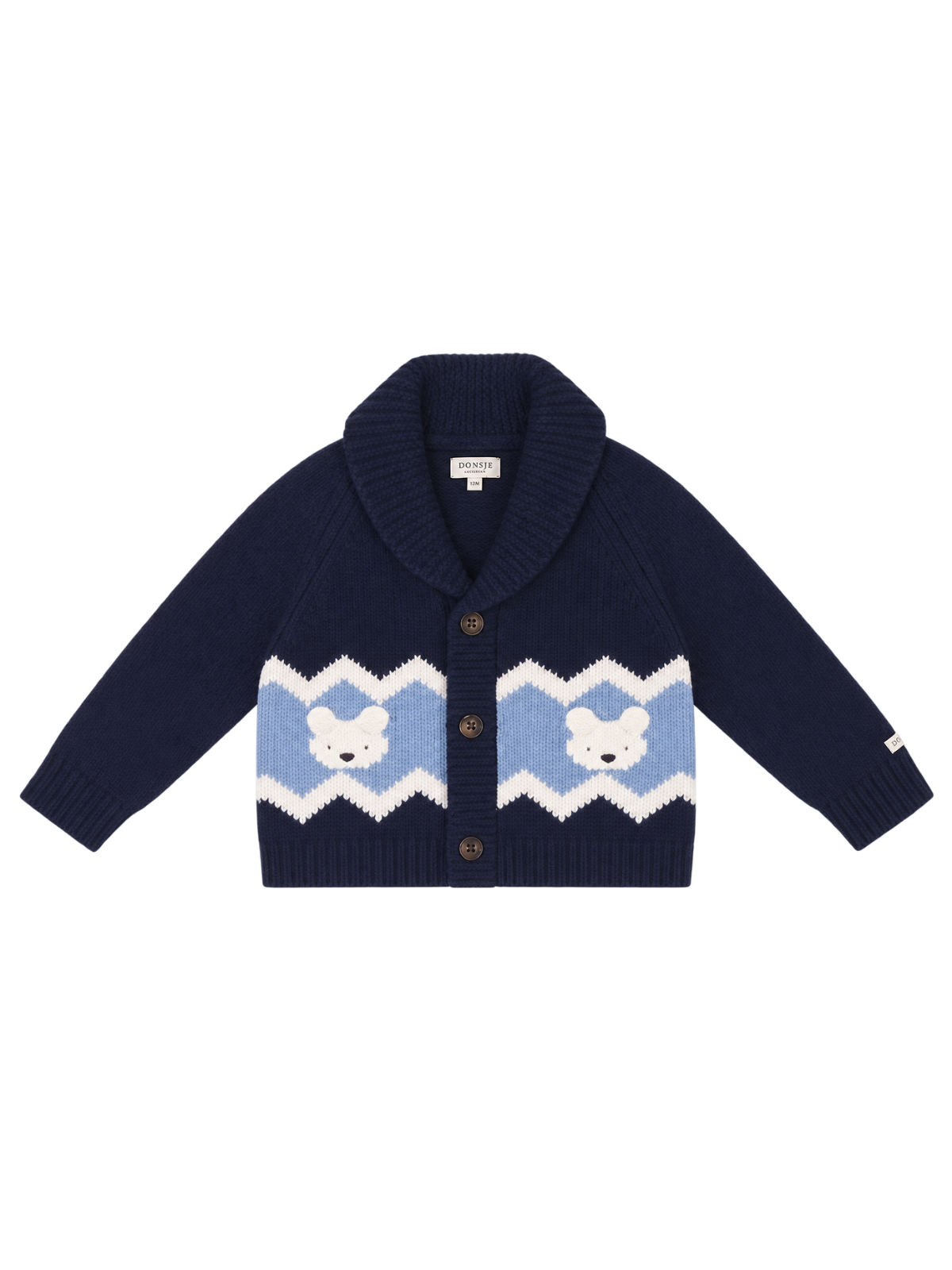 Kwinten Polar Bear Cardigan Sweaters Donsje Navy Blue 18-24M