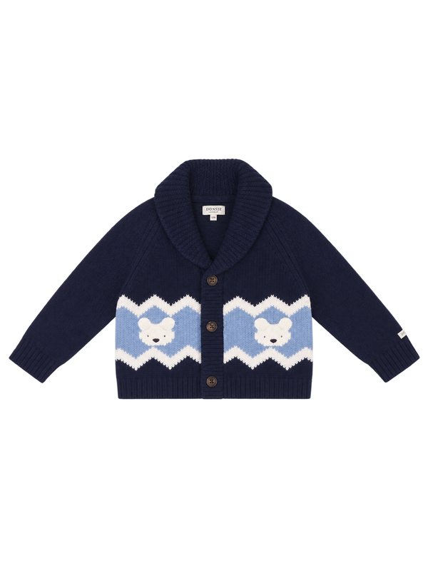Kwinten Polar Bear Cardigan Sweaters Donsje Navy Blue 18-24M