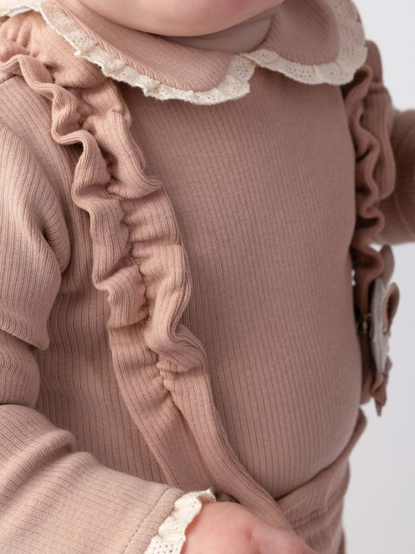 Ruffle Collar Bodysuit & Leggings Set