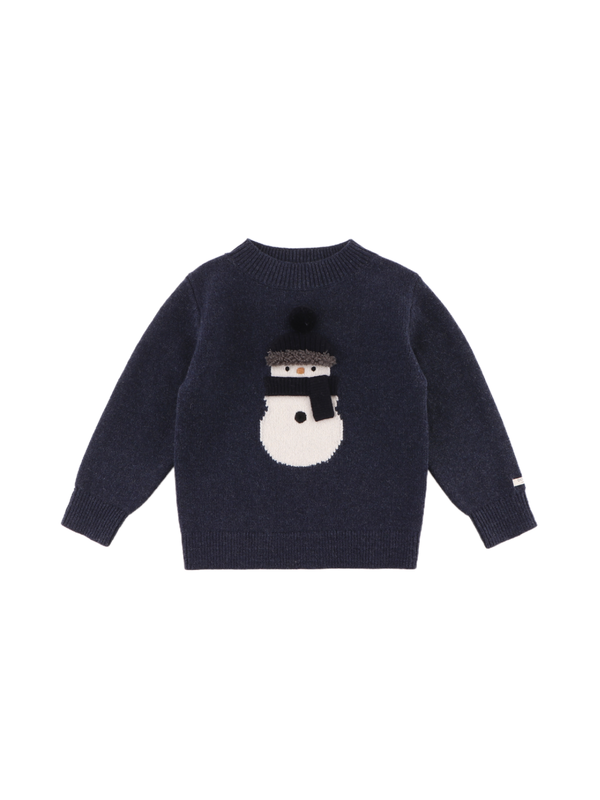 Snowman Sweater Sweaters Donsje Blue Marine Melange 12-18M