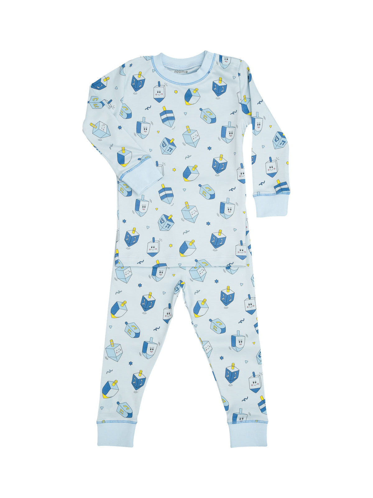 Happy Dreidels Two Piece PJ Pajamas Baby Noomie Light Blue 12-18M 