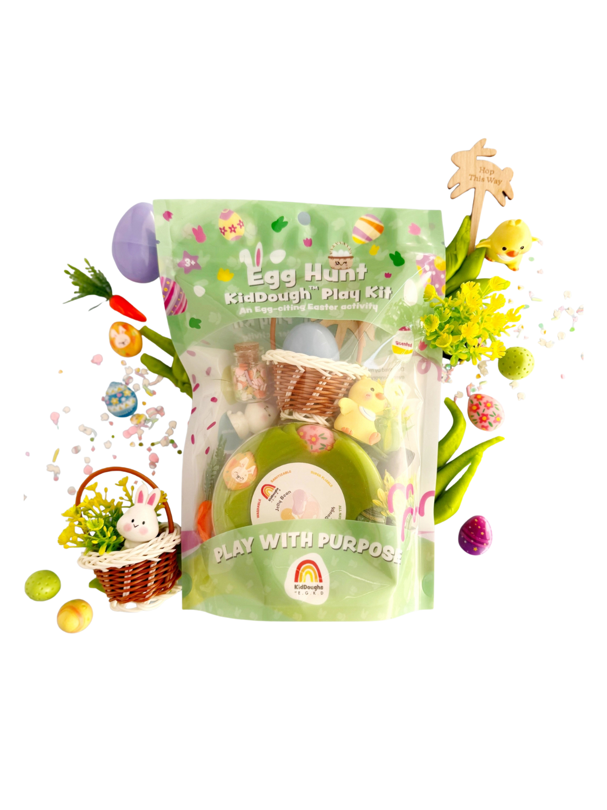 Egg Hunt Dough Kit Arts & Crafts Earth Grown Kiddoughs