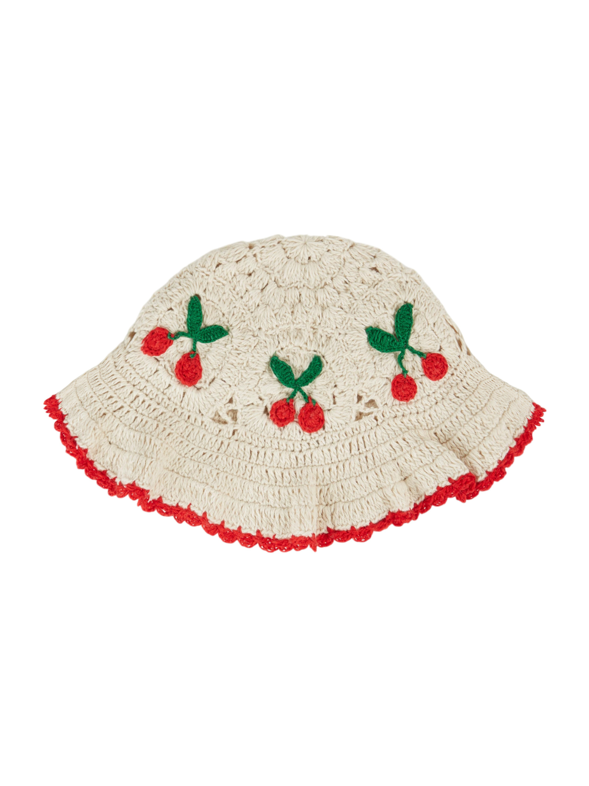 Cherry Crochet Hat Hats Emile et Ida Cream 6-18M