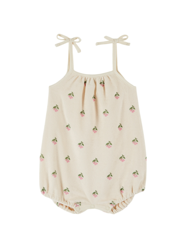 Cherry Terry Baby Romper Rompers Emile et Ida Cream 3M