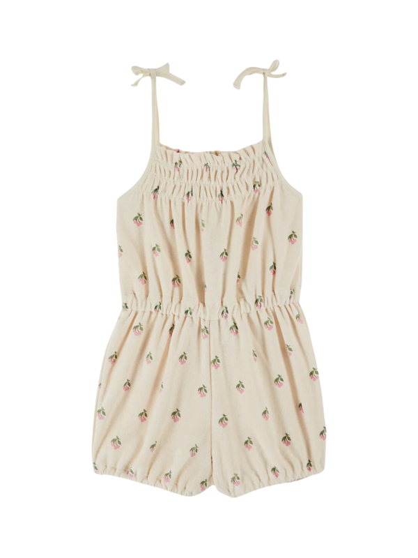 Cherry Terry Romper Rompers Emile et Ida Cream 3Y