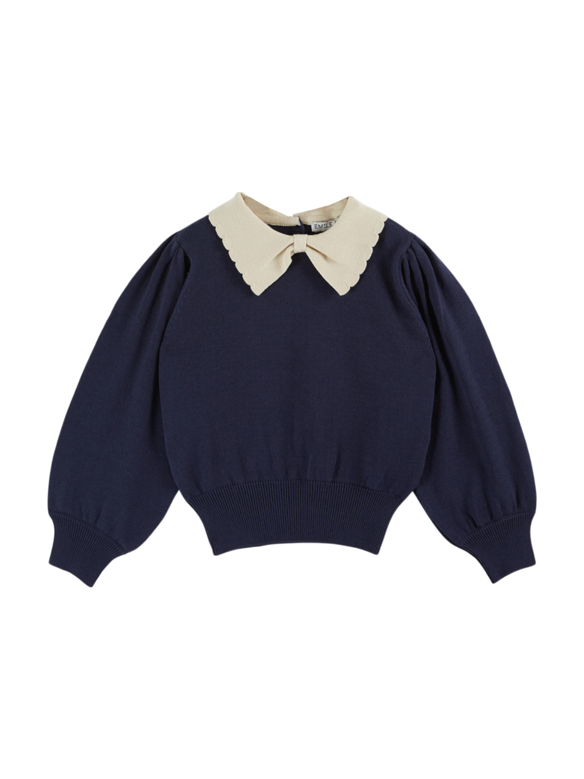 Contrast Bow Collar Sweater Sweaters Emile et Ida Navy 3Y