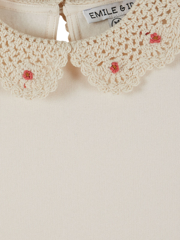 Crochet Collared Sweatshirt - Ecru Sweatshirts Emile et Ida