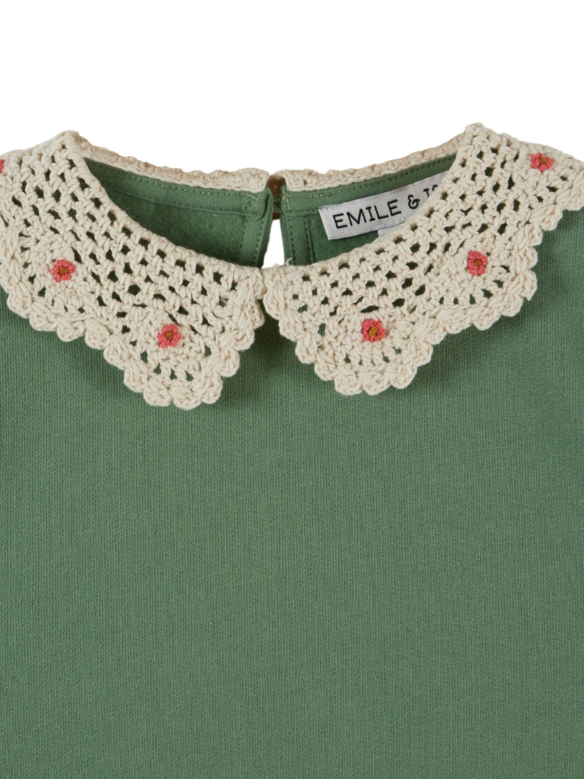 Crochet Collared Sweatshirt - Olive Sweatshirts Emile et Ida
