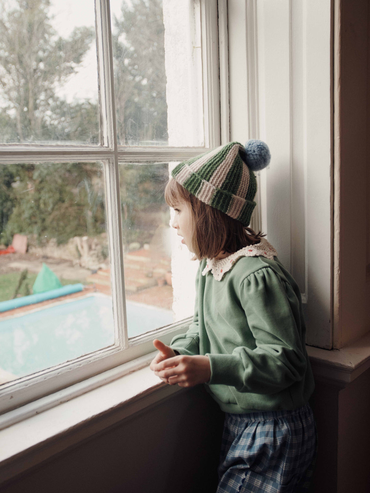 Crochet Collared Sweatshirt - Olive Sweatshirts Emile et Ida