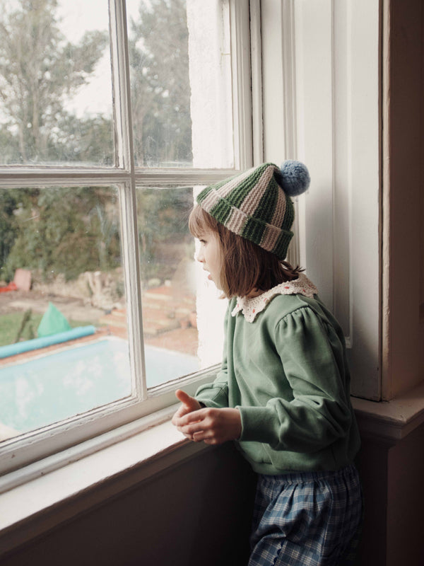 Crochet Collared Sweatshirt - Olive Sweatshirts Emile et Ida