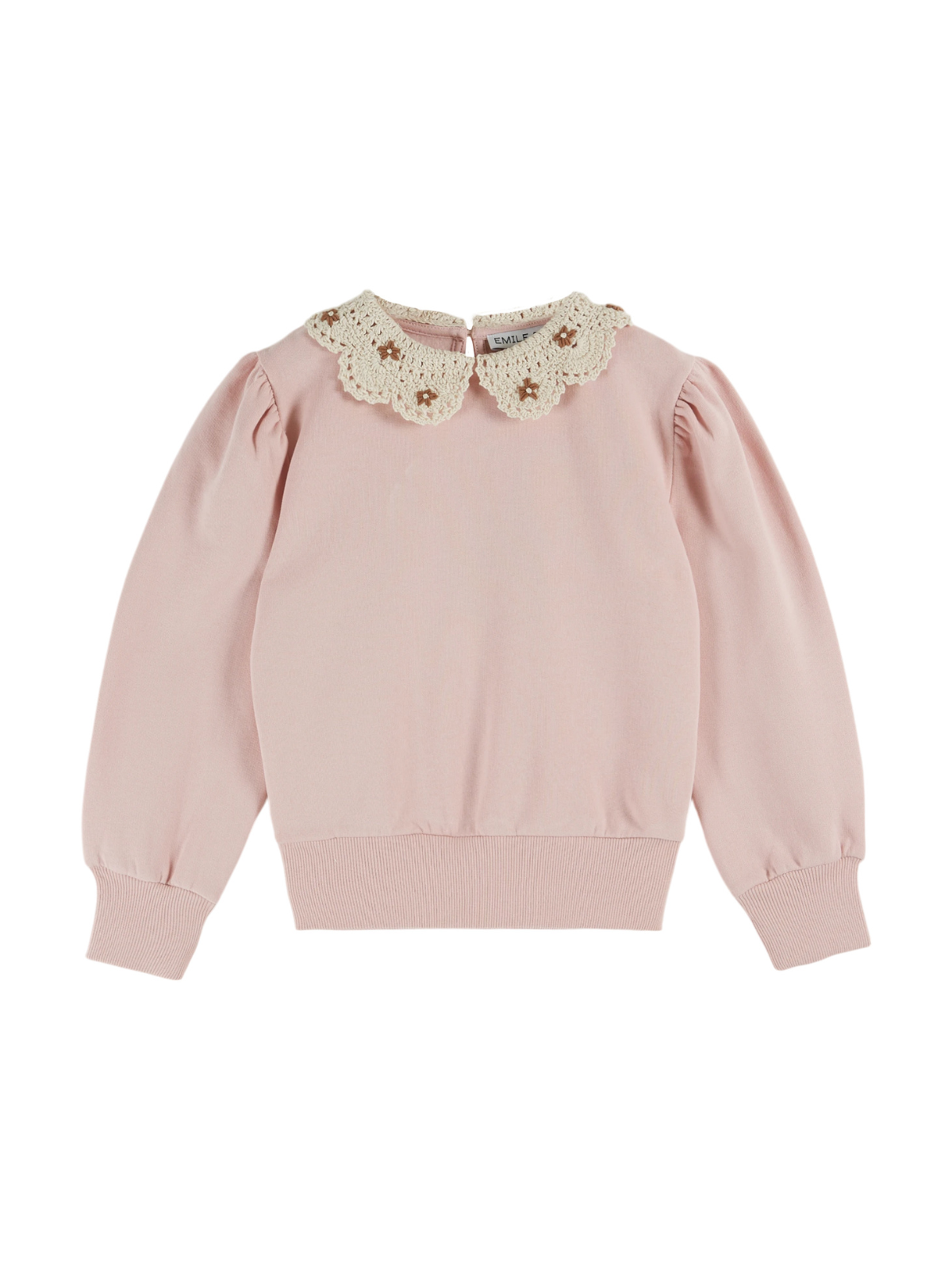 Crochet Collared Sweatshirt Sweatshirts Emile et Ida Peony 6M