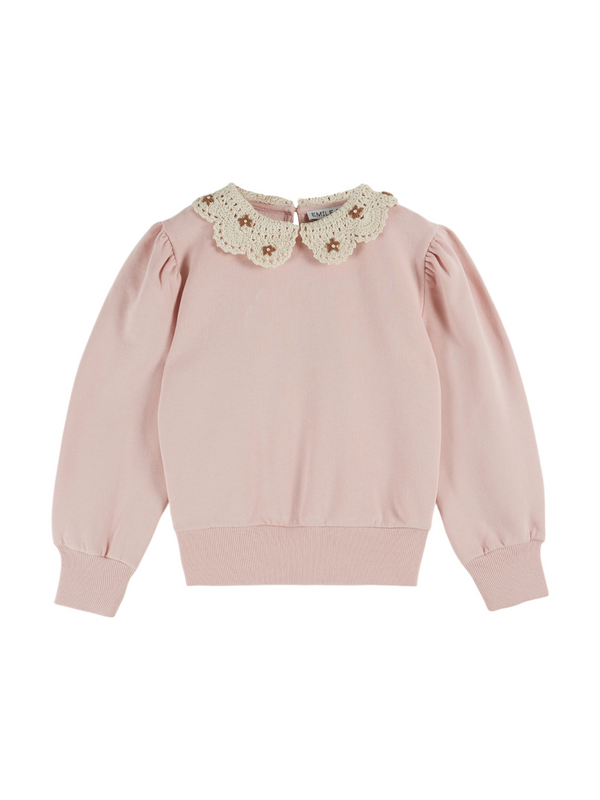 Crochet Collared Sweatshirt Sweatshirts Emile et Ida Peony 6M