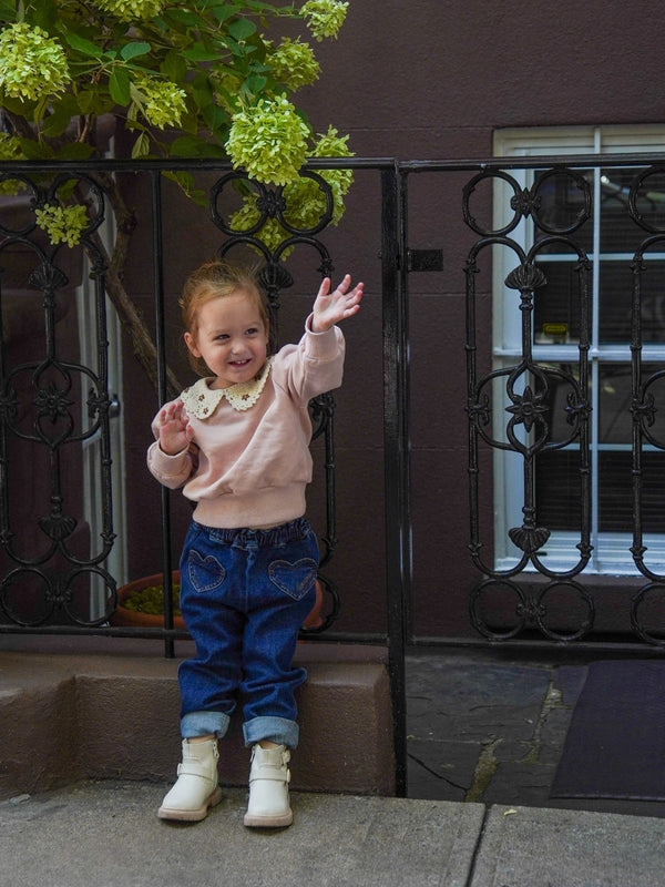 Crochet Collared Sweatshirt Sweatshirts Emile et Ida