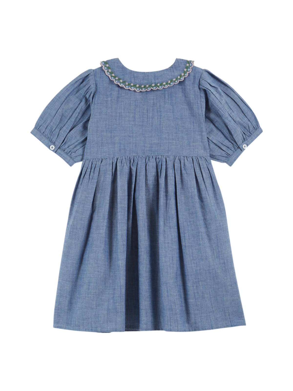 Embroidered Chambray Smocked Dress Chambray / 3Y Embroidered Chambray Smocked Dress Chambray / 3Y
