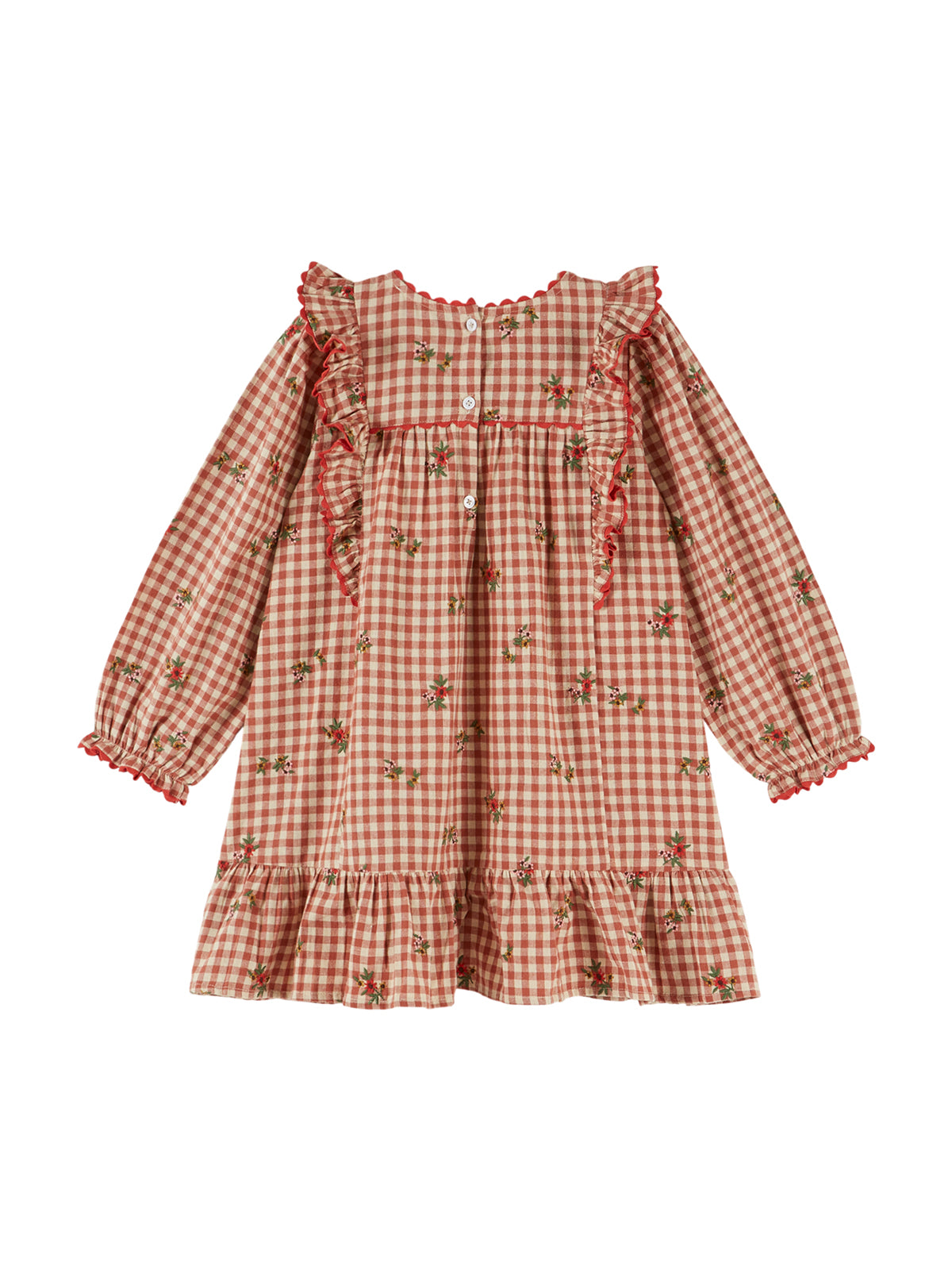 Embroidered Floral Gingham Dress Dresses Emile et Ida