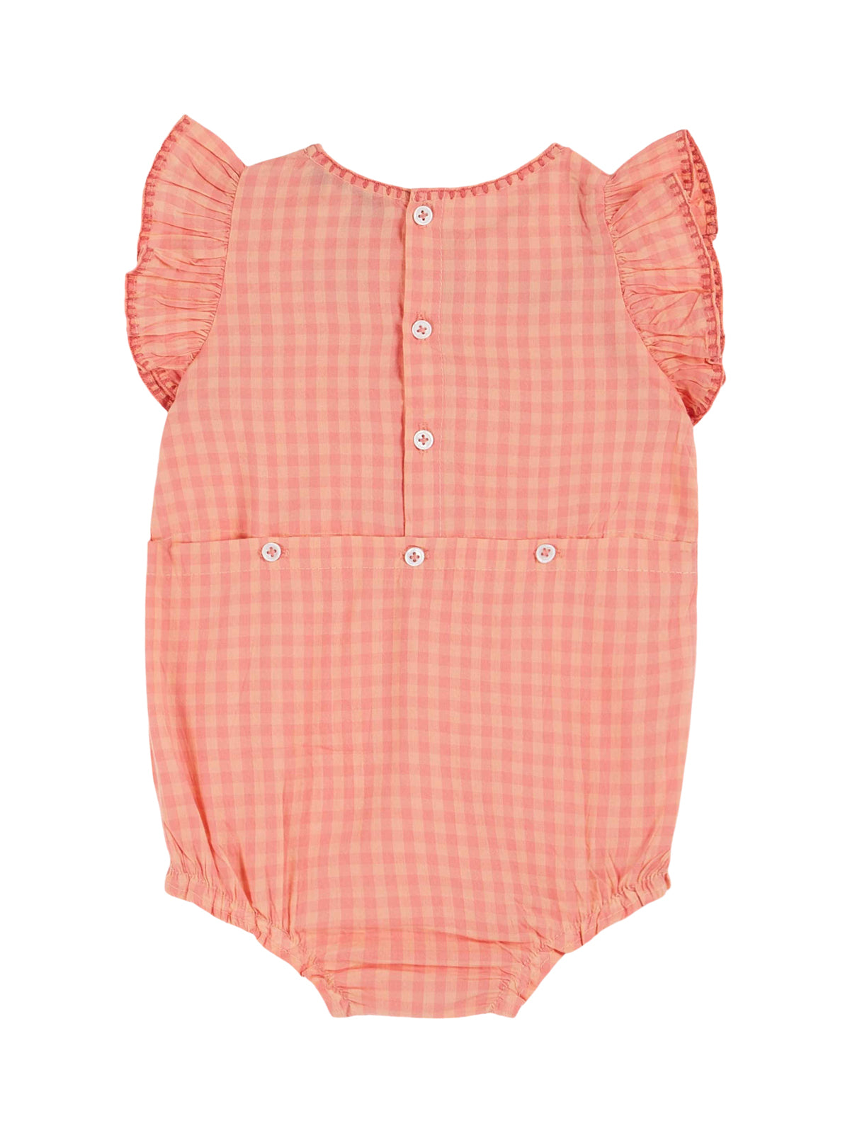 Embroidered Gingham Romper Rompers Emile et Ida