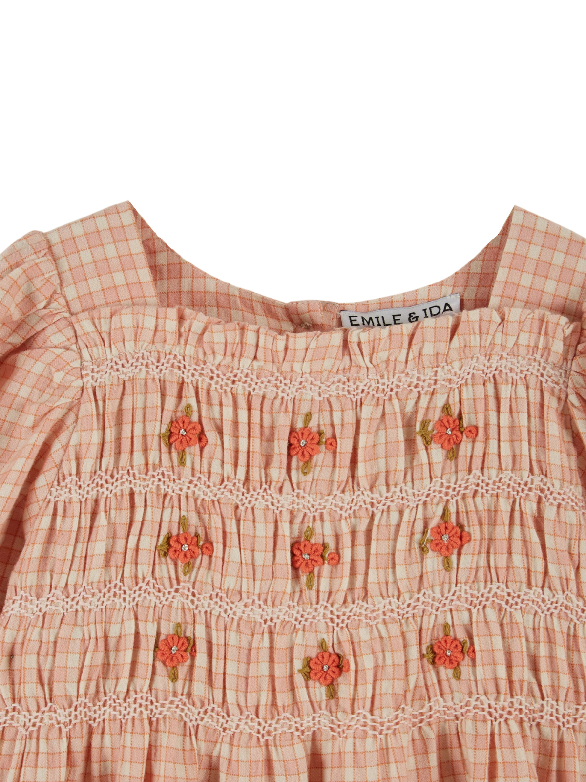 Embroidered Gingham Smocked Dress Dresses Emile et Ida