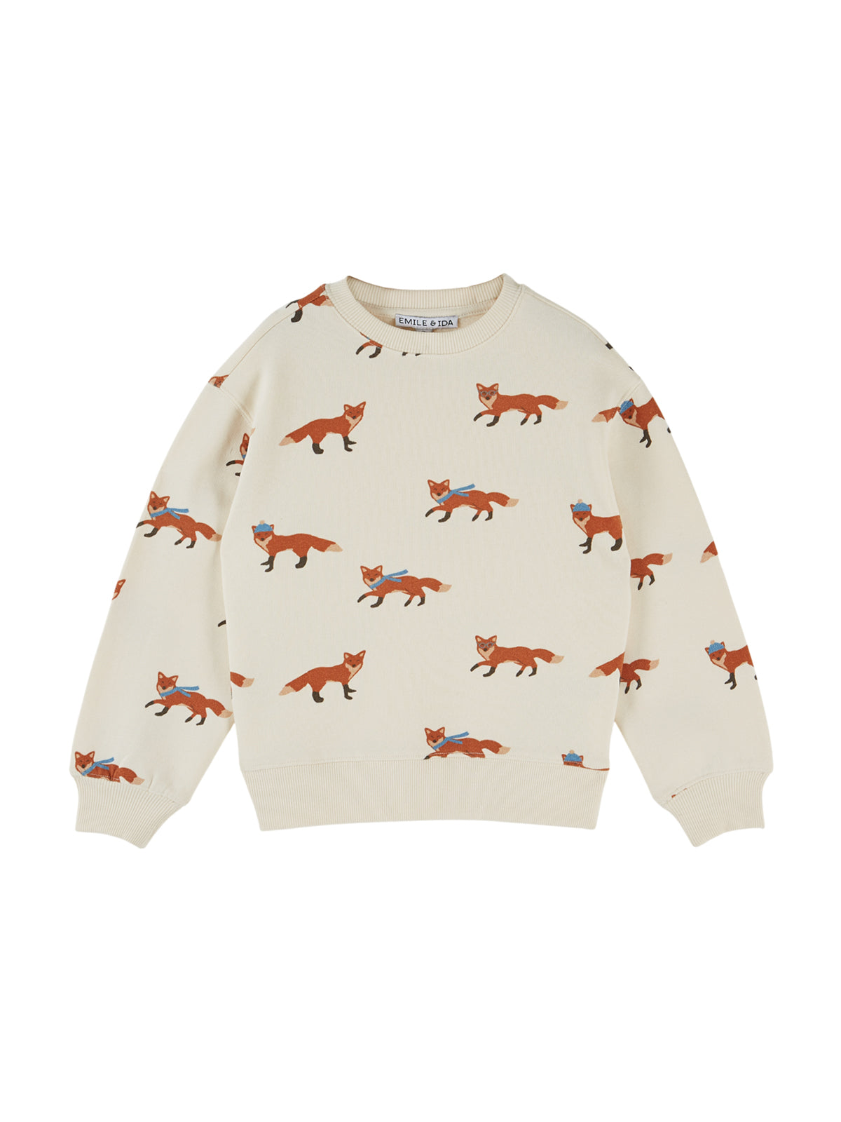 Fox All Over Sweatshirt Sweatshirts Emile et Ida Ecru 2Y