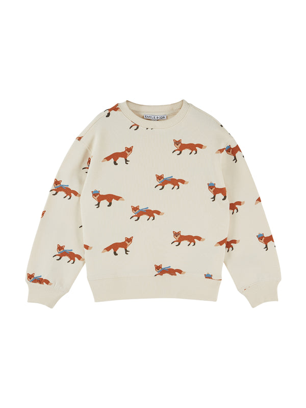 Fox All Over Sweatshirt Sweatshirts Emile et Ida Ecru 2Y