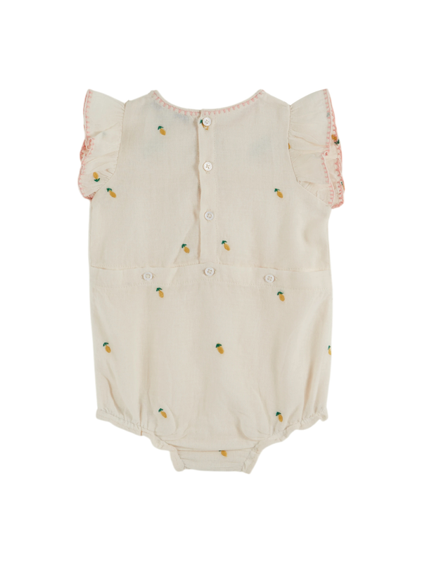 Lemon Embroidered Romper Rompers Emile et Ida