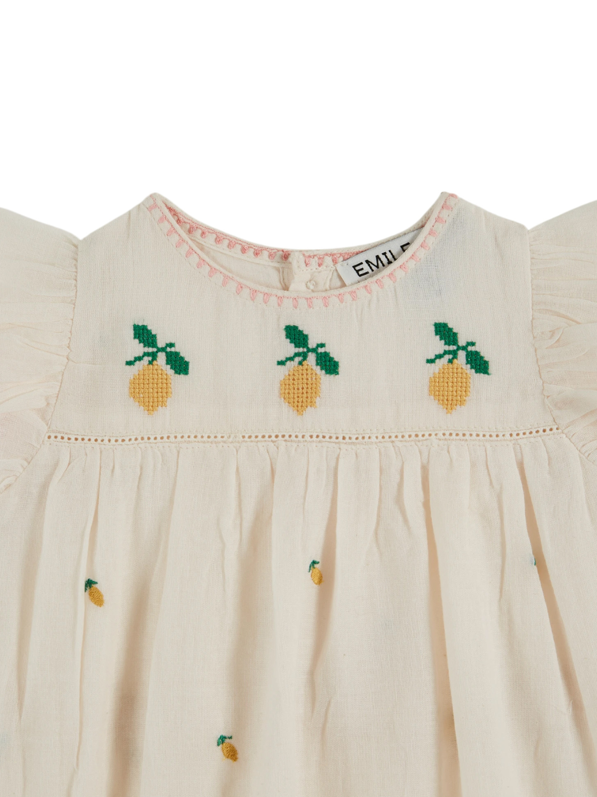 Lemon Embroidered Romper Rompers Emile et Ida
