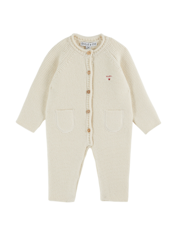 Mon Coeur Knit Romper Rompers Emile et Ida Ecru 3M