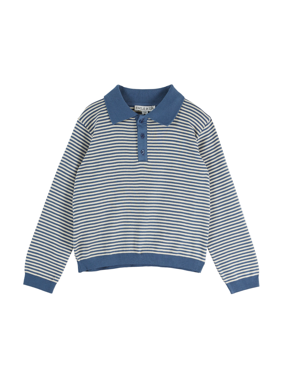 Ocean Stripe Polo Sweater Sweaters Emile et Ida Ocean Stripe 2Y