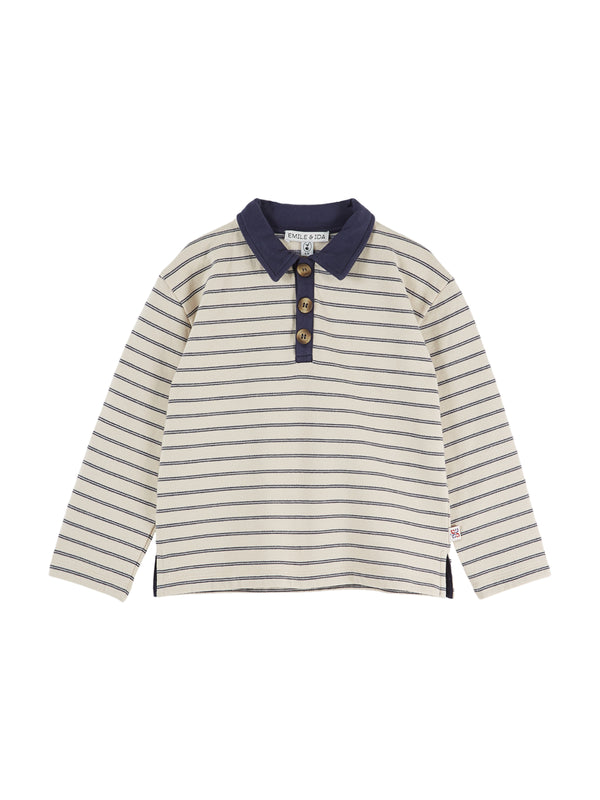 Pinstripe Polo Sweatshirt Sweatshirts Emile et Ida Pinstripe 2Y