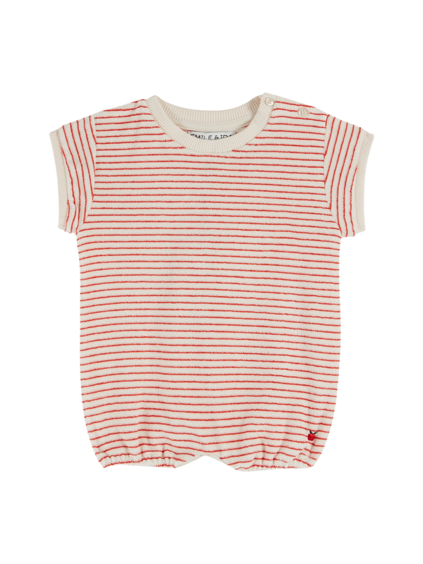 Poppy Stripe Romper Rompers Emile et Ida Poppy Stripe 6M