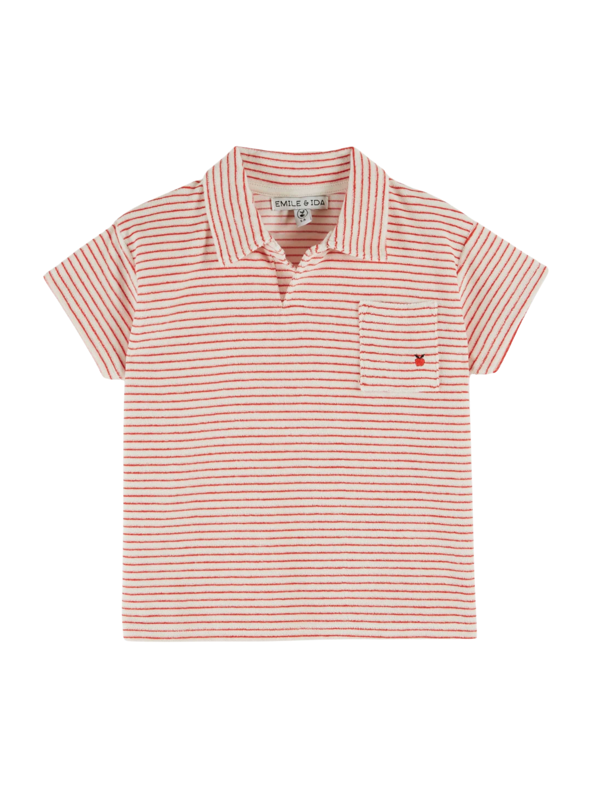 Poppy Stripe Terry Polo Tops Emile et Ida Poppy Stripe 2Y