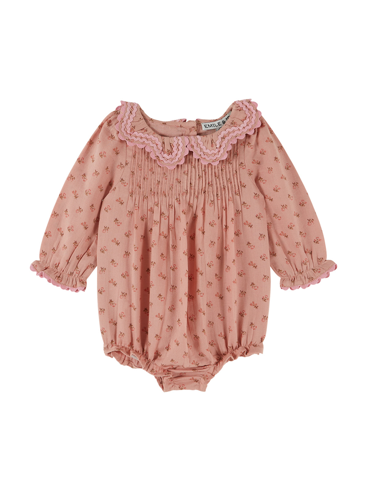 Rosebud Crochet Collar Romper Rompers Emile et Ida Rose 6M