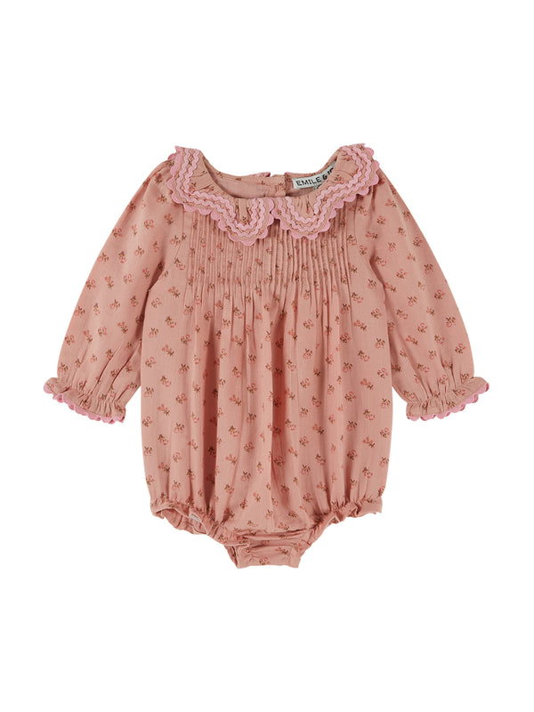 Rosebud Crochet Collar Romper Rompers Emile et Ida Rose 6M