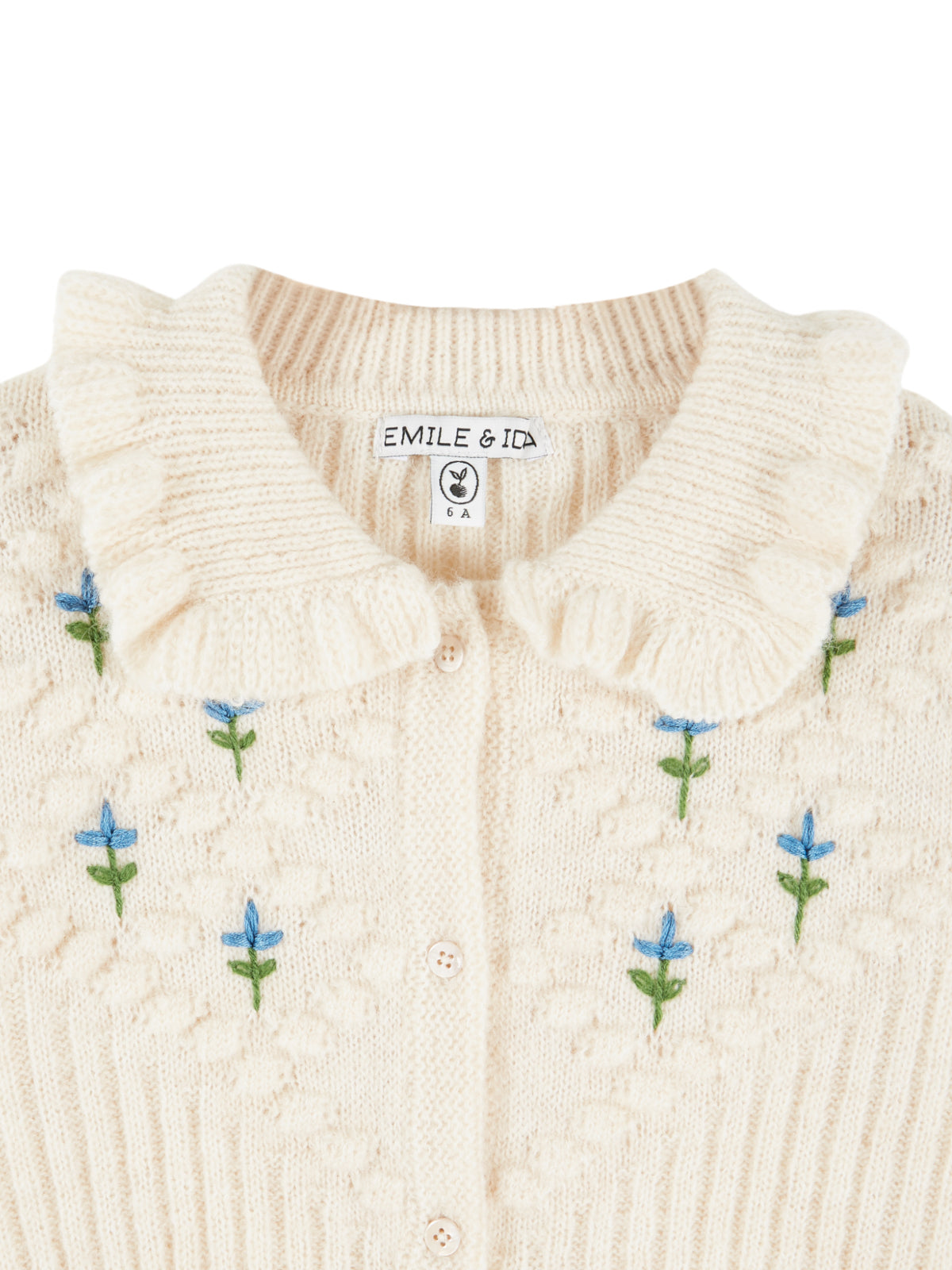 Ruffle Collared Embroidered Cardigan Sweaters Emile et Ida