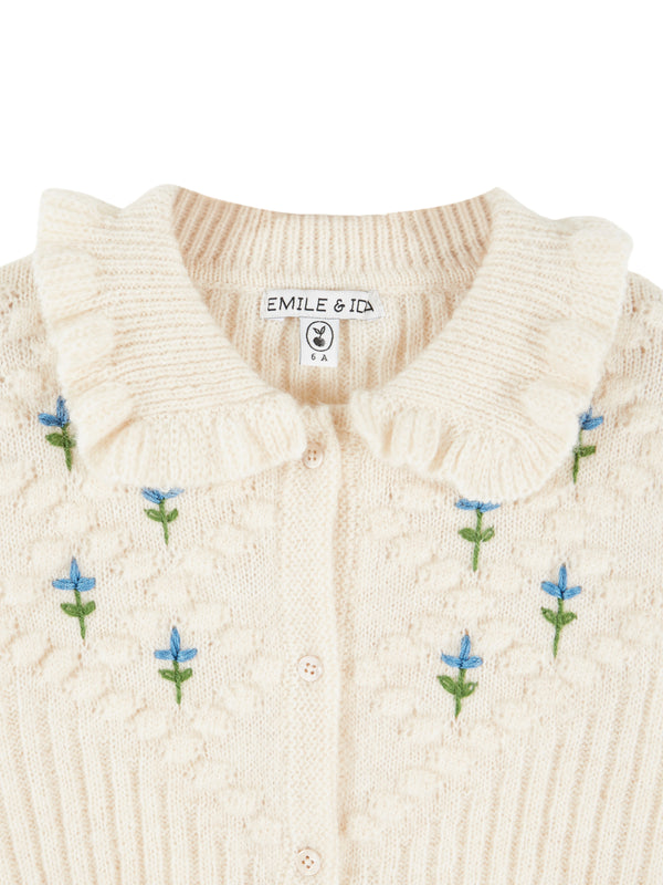 Ruffle Collared Embroidered Cardigan Sweaters Emile et Ida
