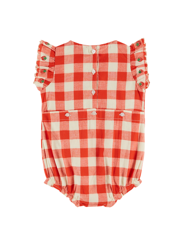 Strawberry Gingham Romper Rompers Emile et Ida