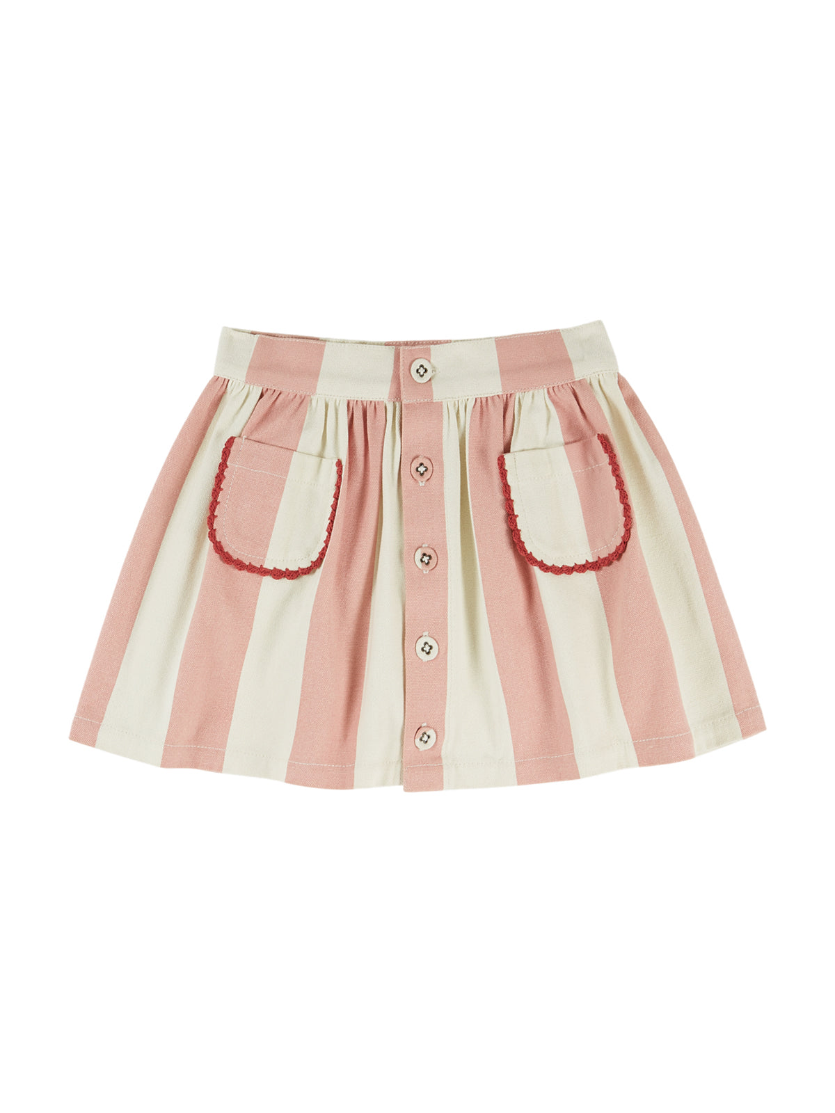 Striped Crochet Pocket Skirt Skirts Emile et Ida Light Pink 3Y
