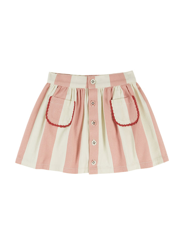 Striped Crochet Pocket Skirt Skirts Emile et Ida Light Pink 3Y