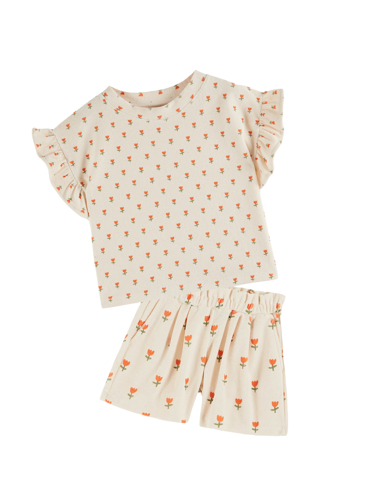 Terry Tulips Shorts Set Sets Emile et Ida Tulips 2Y