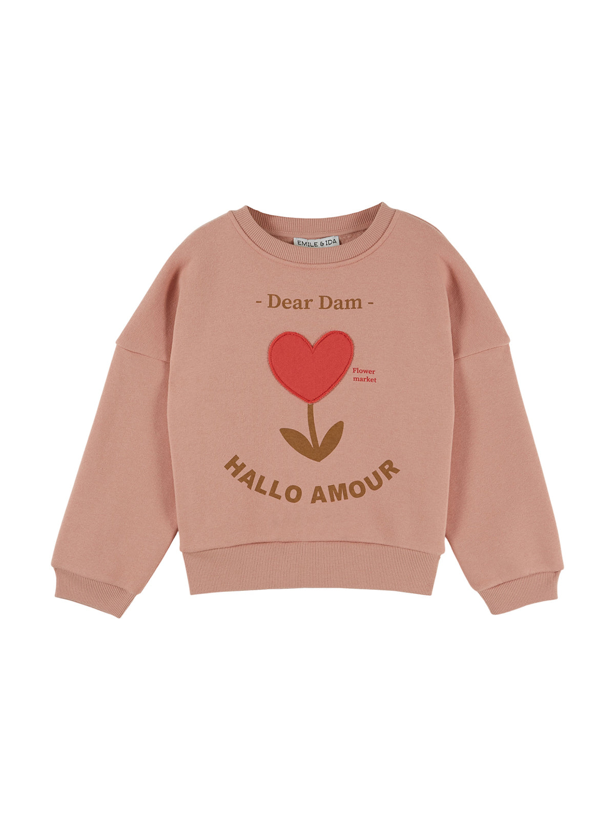 Tulip Heart Sweatshirt Sweatshirts Emile et Ida Blush Pink 2Y